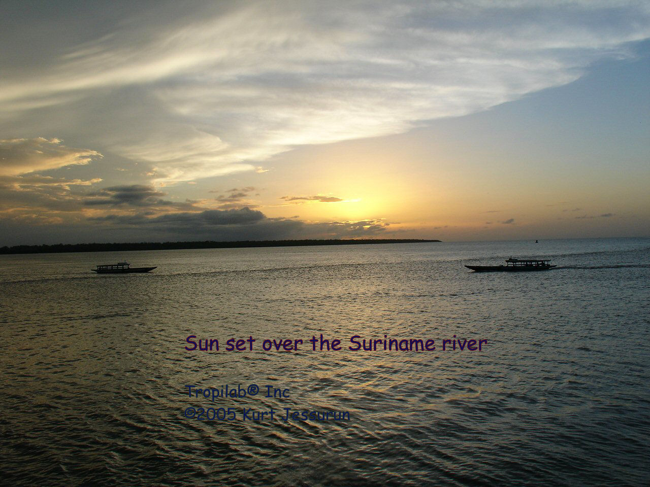 Sun set over the Suriname river